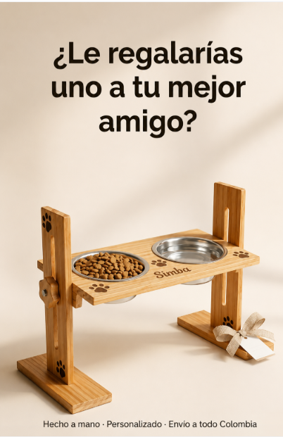 🐾 Comedero Elevado en Madera Ajustable 🐾